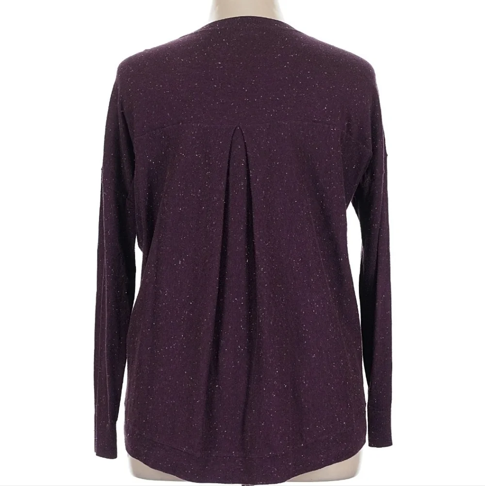 Caslon Womens Speckled Crewneck Pleat Back Sweater - Picture 6 of 9